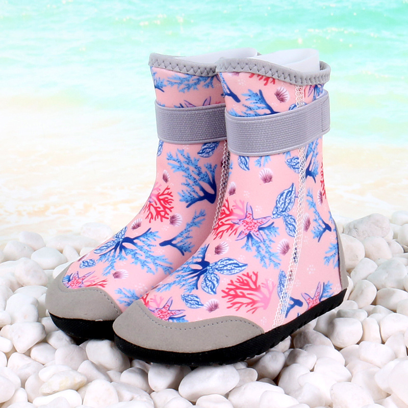 Picture of Children's high-tube beach shoes and socks non-slip anti-collision quick-drying baby swimming trail shoes adult seaside sea wading shoes
