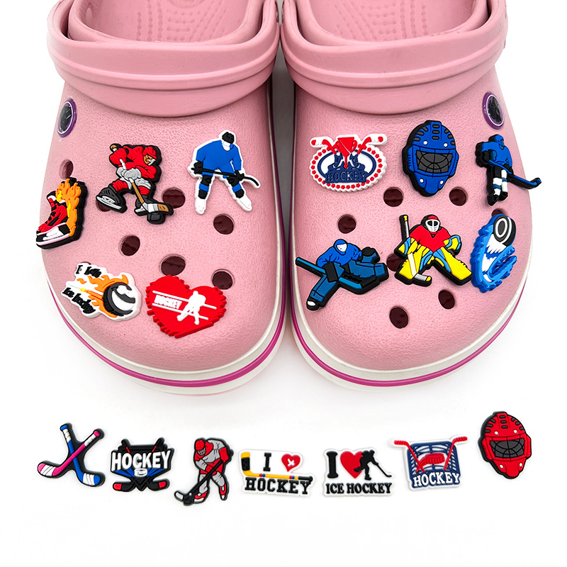 18 suit cartoon ice hockey series hole shoes shoes flower shoe buckle soft rubber PVC sandals slippers accessories accessories