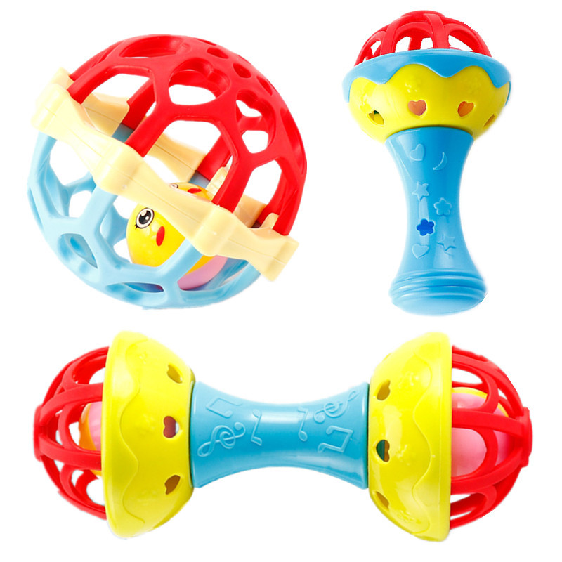 Picture of Boiled baby soft rubber ball dumbbell hand rattle toy 0-1 years old baby gripping gummy baby soothing
