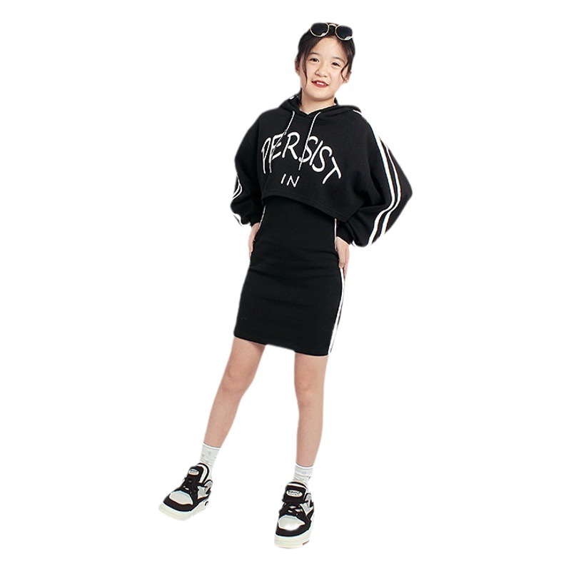 Spring new children's clothing girls dress suit children's fashion fan sports two-piece children's suit wholesale