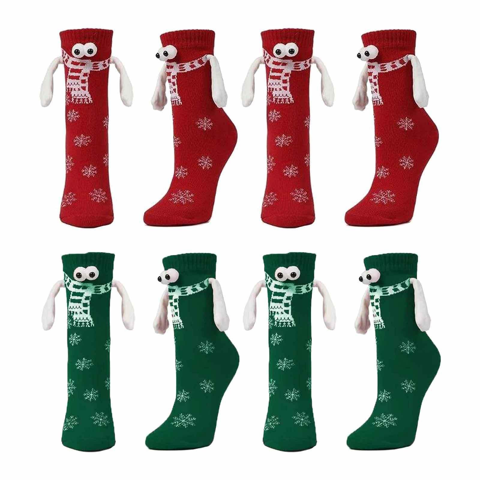 Hand-holding socks couple magnetic handle cute hand-holding Christmas socks TikTok cotton stickers iron-absorbing stone mid-calf length socks in stock