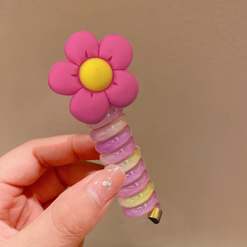 Picture of Children's coil telephone line hair band female high ponytail does not hurt hair hair rope high elastic durable rubber band Braid artifact