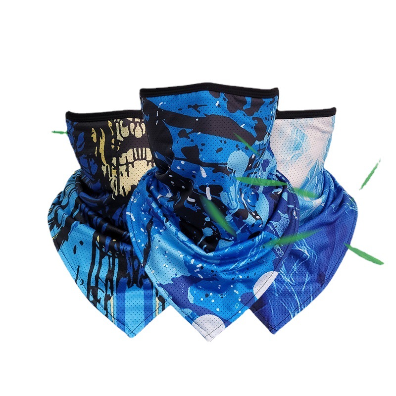 Breathable Sun Protection Riding Mask Neck Covering Ice Silk UV Protection Veil Artifact Cashew Flower Ear-hanging Face Towel