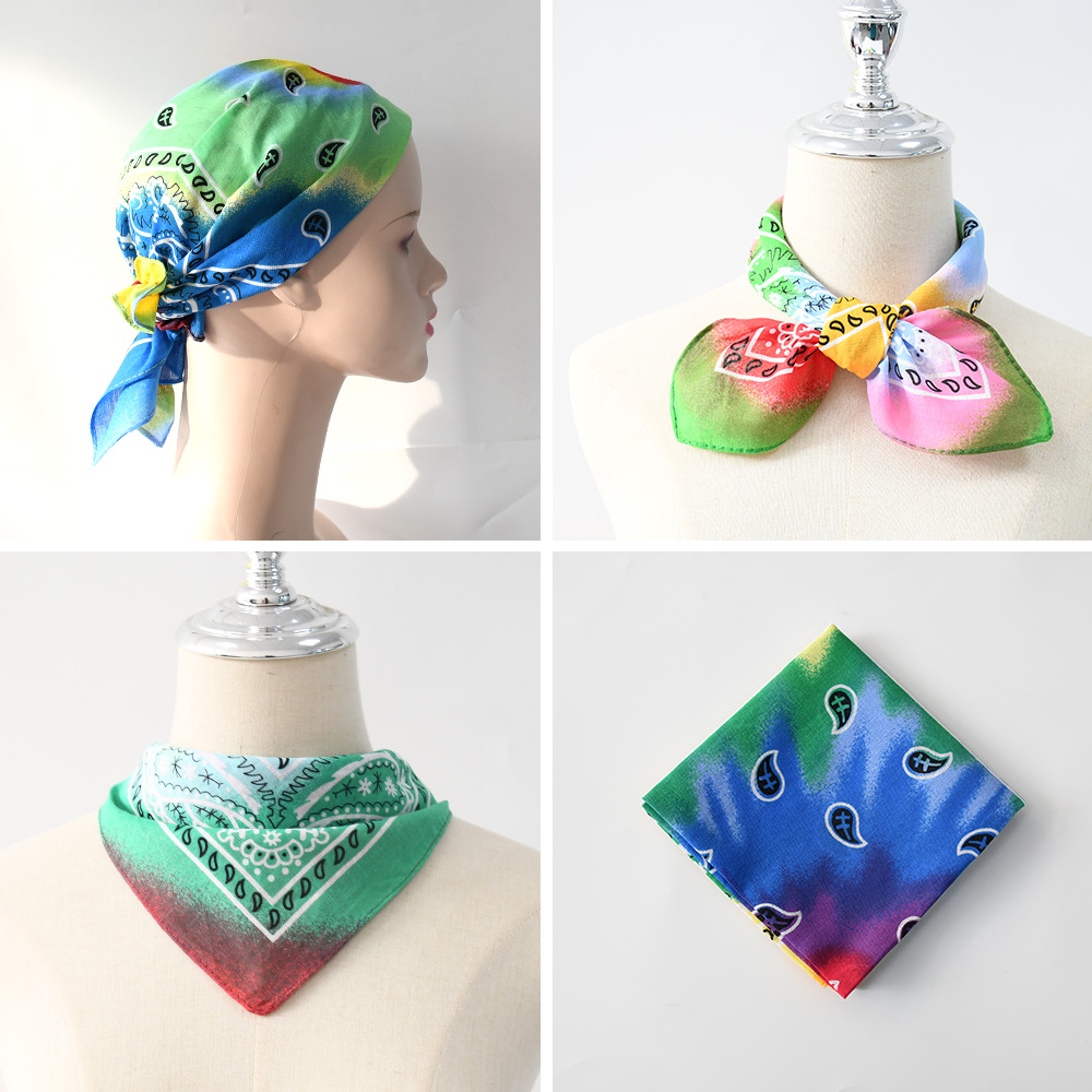 Picture of Europe and the United States outdoor 54*54 gradient tie-dyed cotton headscarf wholesale cross-border cotton seamless printed square bandana