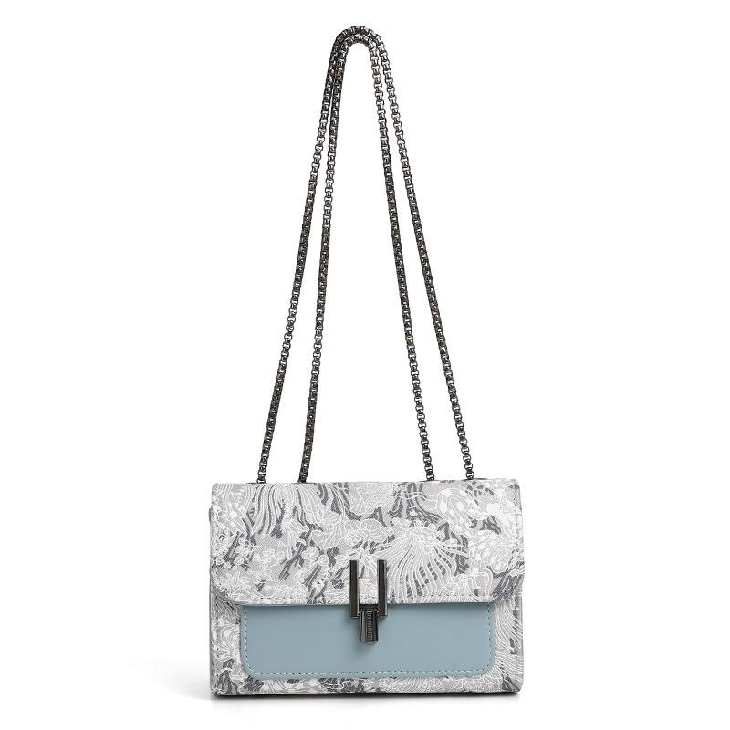 Cross-border 2024 Summer New All-match Women's Bag Crossbody Bag Embroidered Daily Small Square Bag Double-layer Chain Shoulder Underarm Bag