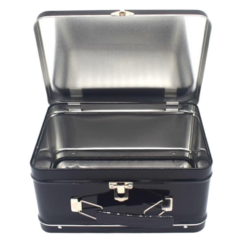 Portable Lock Tinplate Box Lunch Box Christmas Gift Suitcase Gift Storage Box Square USA Tin Lunch Box