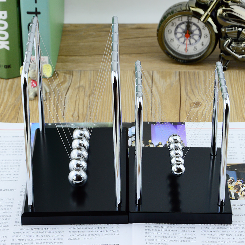 Picture of Wooden Base Stainless Steel Bracket Square Newton Pendulum Ball Bumper Ball Anti-Breakage Line Business Gift Ornaments
