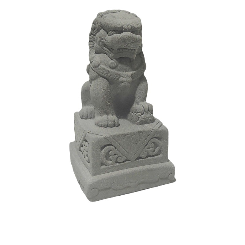 Online celebrity cement stone lion god beast little lion Chinese style desktop decoration clear water concrete Chinese creative gift