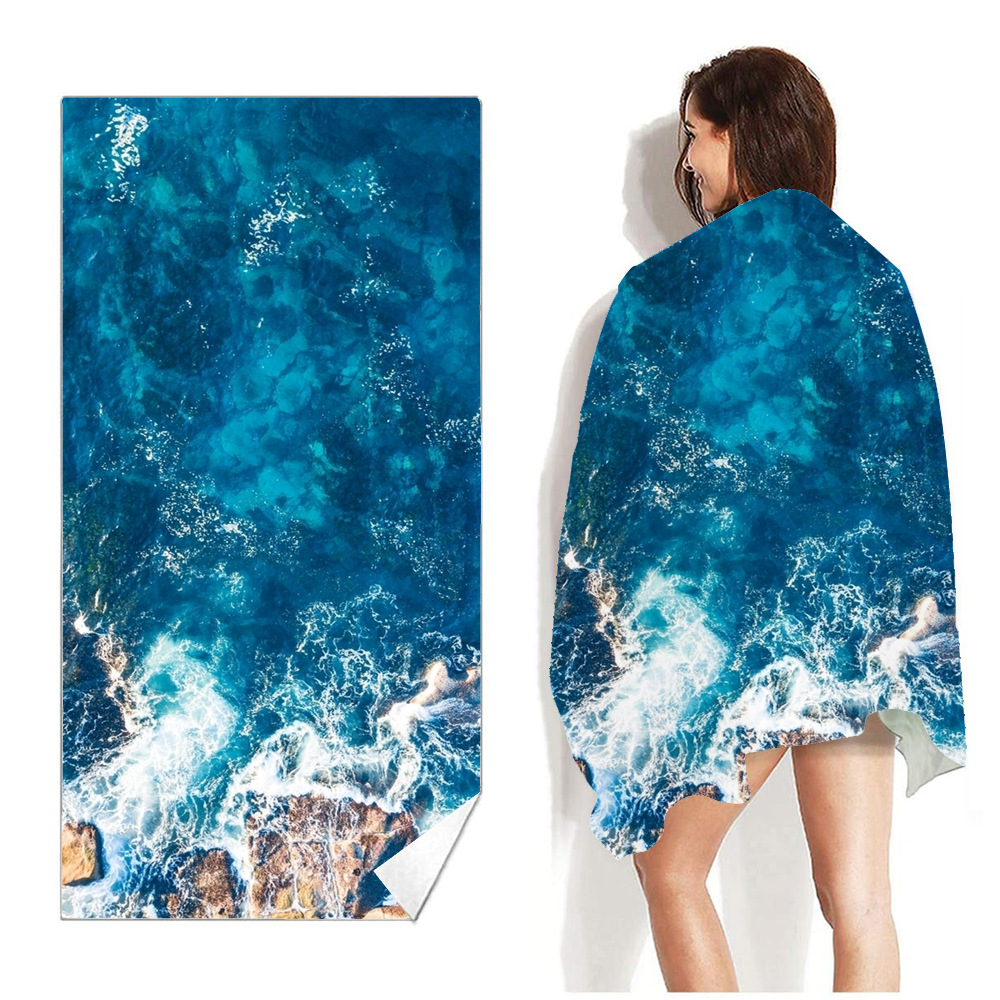 Picture of New Cross-Border Amazon European and American Double-Sided Velvet Quick-Drying Bath Towel Customizable Printed Towel Beach Swimming Beach Towel