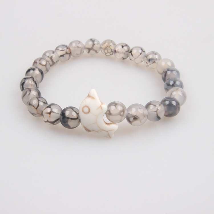 Picture of Zhou Lianfa Cross-border Wholesale New Green Turquoise Dolphin Volcanic Stone White Turquoise Stretch Bracelet Jewelry for Men and Women