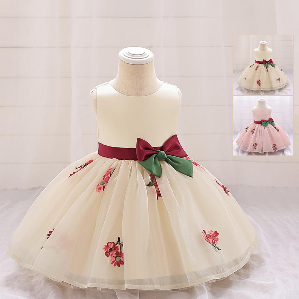 Europe and the United States cross-border new baby dress baby birthday party dress glass yarn embroidery princess dress