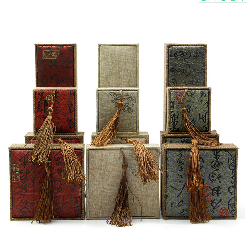 Jewelry Box Long Chain Linen Tassel Bracelet Box Wen Play Buddha Beads Hand Gift Jewelry Box Storage Box for Hair
