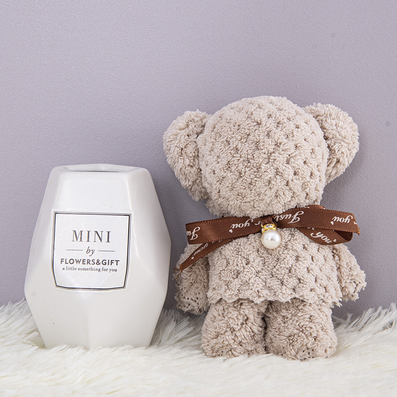 Picture of Coral Fleece Cute Bear Square Bridesmaid Best Man Accompanying Gift Opening Ceremony Shop Gift Pineapple Small Towel