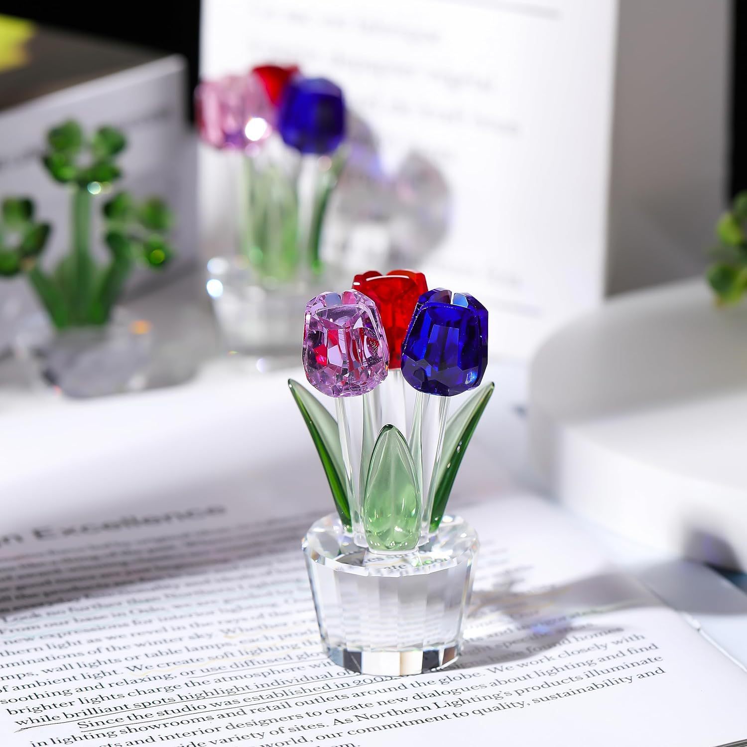 Picture of Cross-Border Best-Selling Tulip Crystal Crafts Ornaments Manufacturers Wholesale Home Living Room Desktop Flower Decoration