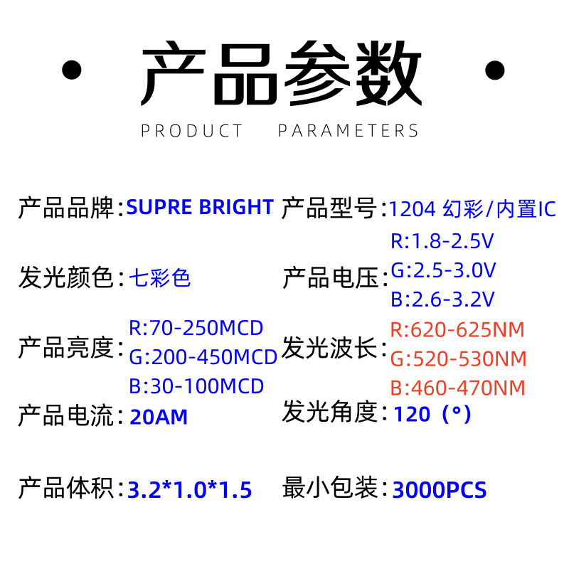 Picture of Led 1204 side magic WS2812 colorful 1206 side light emitting 3210 with IC programmable LED lamp beads