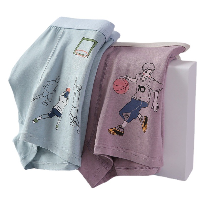 Men's Underwear Big Boy's Middle Waist Large Size Four Corner Underpants Antibacterial Combed Cotton Skin Friendly Youth Underwear Wholesale