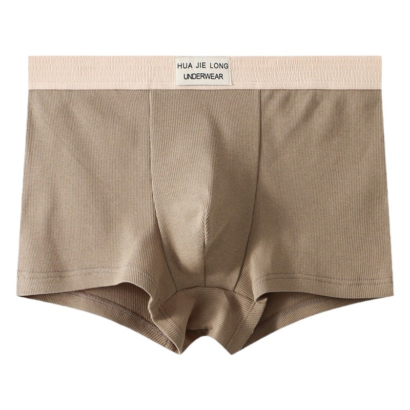 Huajielong men's underwear high solid color cotton mid-waist trendy men's thin breathable men's boxers one-piece delivery
