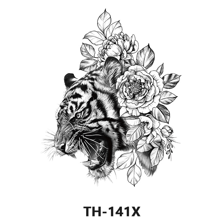 Picture of Cross-Border Manufacturer Wholesale Cartoon Color Tattoo Stickers Unicorn Black and White Animal Tiger Waterproof and Sweatproof Tattoo Stickers