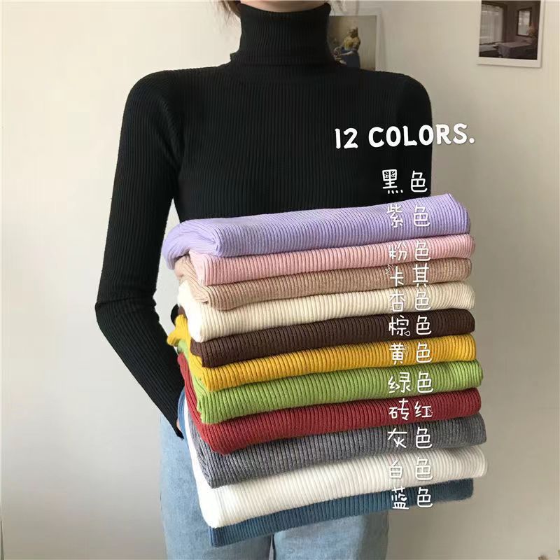 Cross-border Black New High Collar Knitted Base Shirt Autumn and Winter Inner Wear Women's Slim-fit Slimming Long-sleeve Outer Wear Top Women