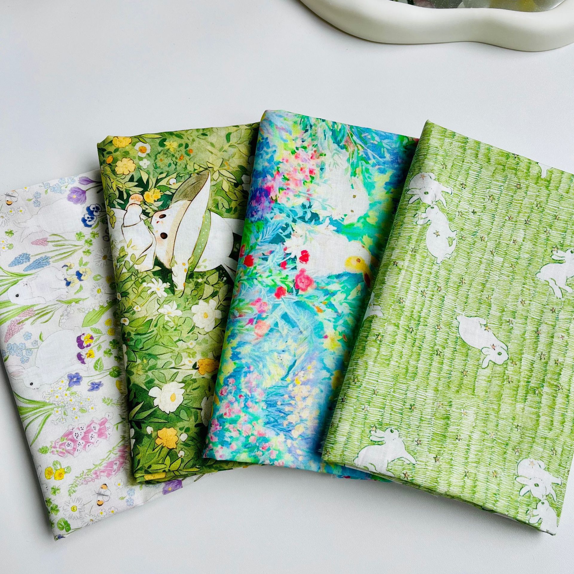 Cotton 60-Count Digital Printed Fabric, Grassland Bunny, Bags, Home Clothes, Dress and Shirt Fabrics