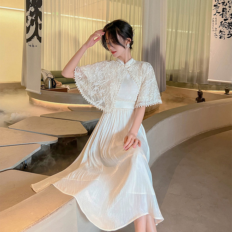 Picture of Summer 2025 Elegant Annual Meeting Wedding Shawl Cardigan Chinese Style Lace Thin Cheongsam Poncho Shawl Jacket