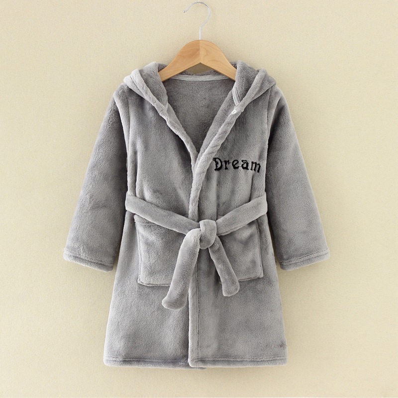 Autumn and winter children's bathrobes, flannel baby girls, loungewear, cute boys' pajamas, boys' girls' coral velvet dressing gowns