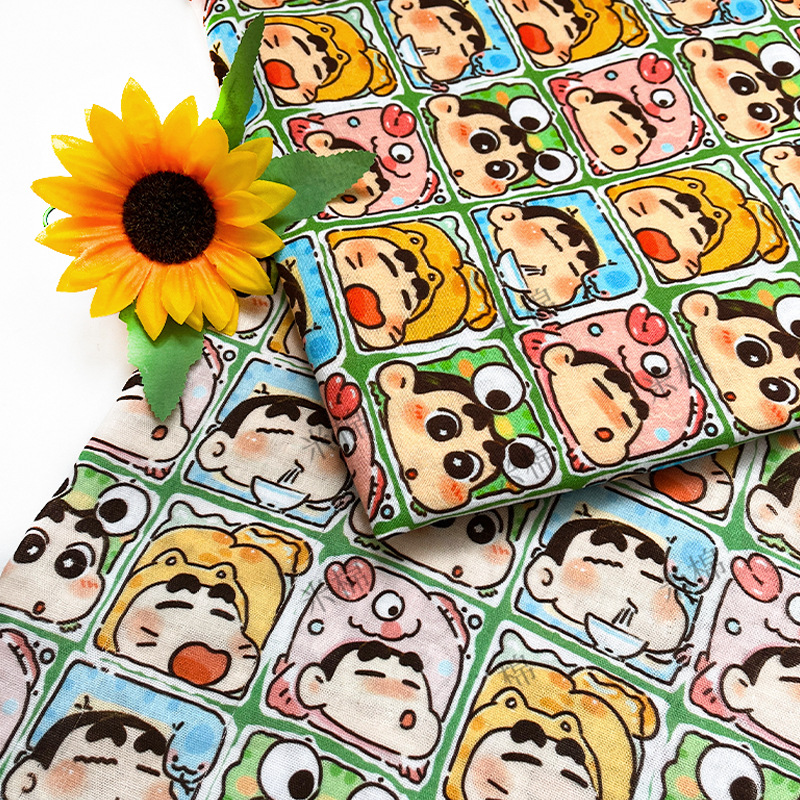 Crayon Shin-Chan Cotton Maternal and Infant Grade Double-Layer Gauze Fabric Printed Baby Saliva Towel Clothing Pajamas Bath Towel Fabric