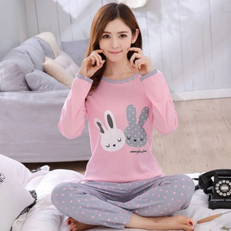 New Style Pajamas Women's Spring and Autumn Long Sleeve Thin Women's Autumn and Winter Large Size Casual Autumn Home Suit Wholesale
