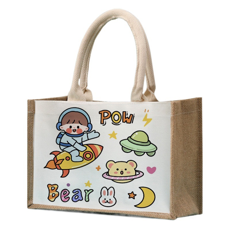 Graffiti canvas bag hand-painted DIY fashion linen bag logo creative line draft A4 Portable linen bag waterproof in stock
