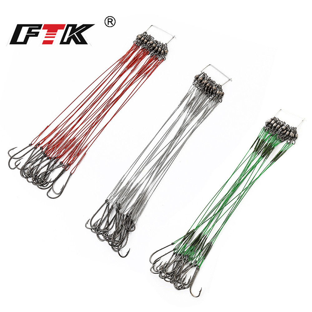 FTK Luya front wire metal anti-bite wire wire wire wire leader with pin and hook wire rope cross border
