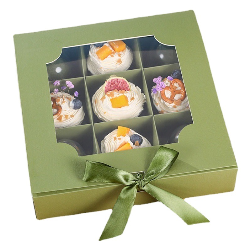 Nine-Compartment Dessert Box, Korean-Style Cake Packaging Box, Pastry Box, Green Rice Cake and Mung Bean Cake Gift Box, Durable Dessert Cake Box