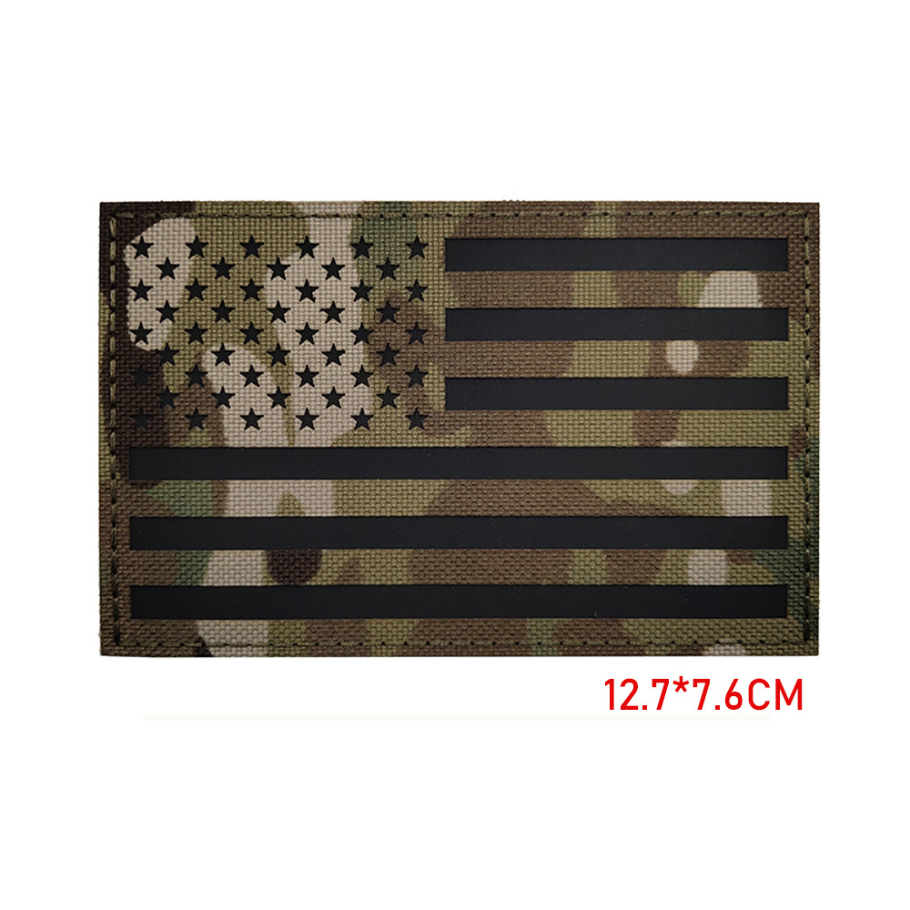 Picture of Haike Outdoor Infrared Reflection US Flag Velcro Laser Cutting Red and Blue Line Stars and Stripes Flag Bag with Stamps M00004