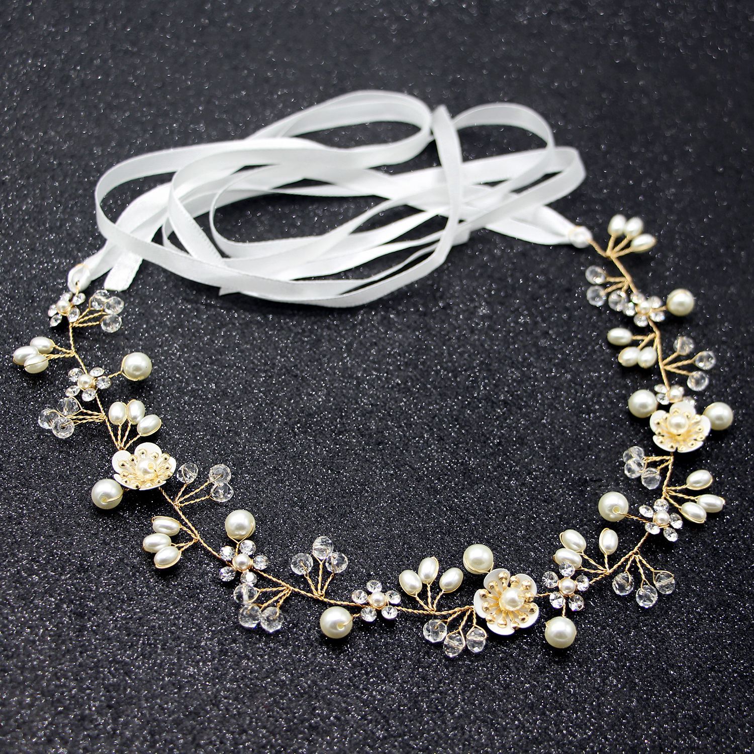 European and American Bride Jewelry Beautiful Flower Handmade Beaded Headband Headband Wedding Dress Girls' Headwear Hair Accessories
