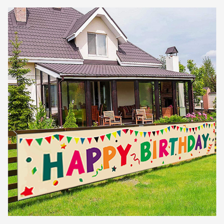 Picture of Cross-border Source Large Happy Birthday Courtyard Logo Birthday Party Courtyard Banner Colorful Outdoor Decorative Flag