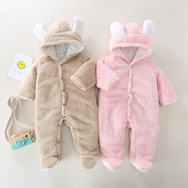 Directly for newborns, baby short-sleeved jumpsuits, baby outing clothes, thickened warm climbing clothes in winter