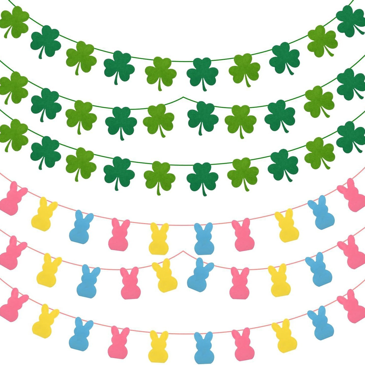 Cross-Border Easter Bunny Garland Clover Banner Irish Festival Decoration Banner Non-Woven Fabric Heart Handmade