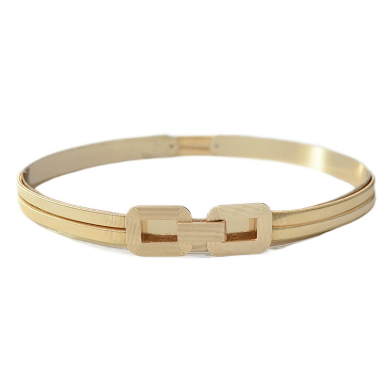 Cross-Border Women's Metal Double Spring Belt Casual Elastic Buckle Girdle Women's Waist Coat Decorative Waist Chain