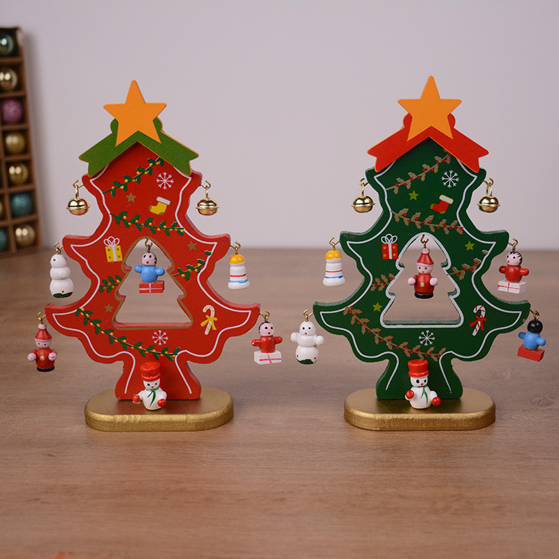 Cross-border e-commerce supply Christmas decorations wooden Christmas tree front desk desktop ornaments Christmas supplies factory outlets