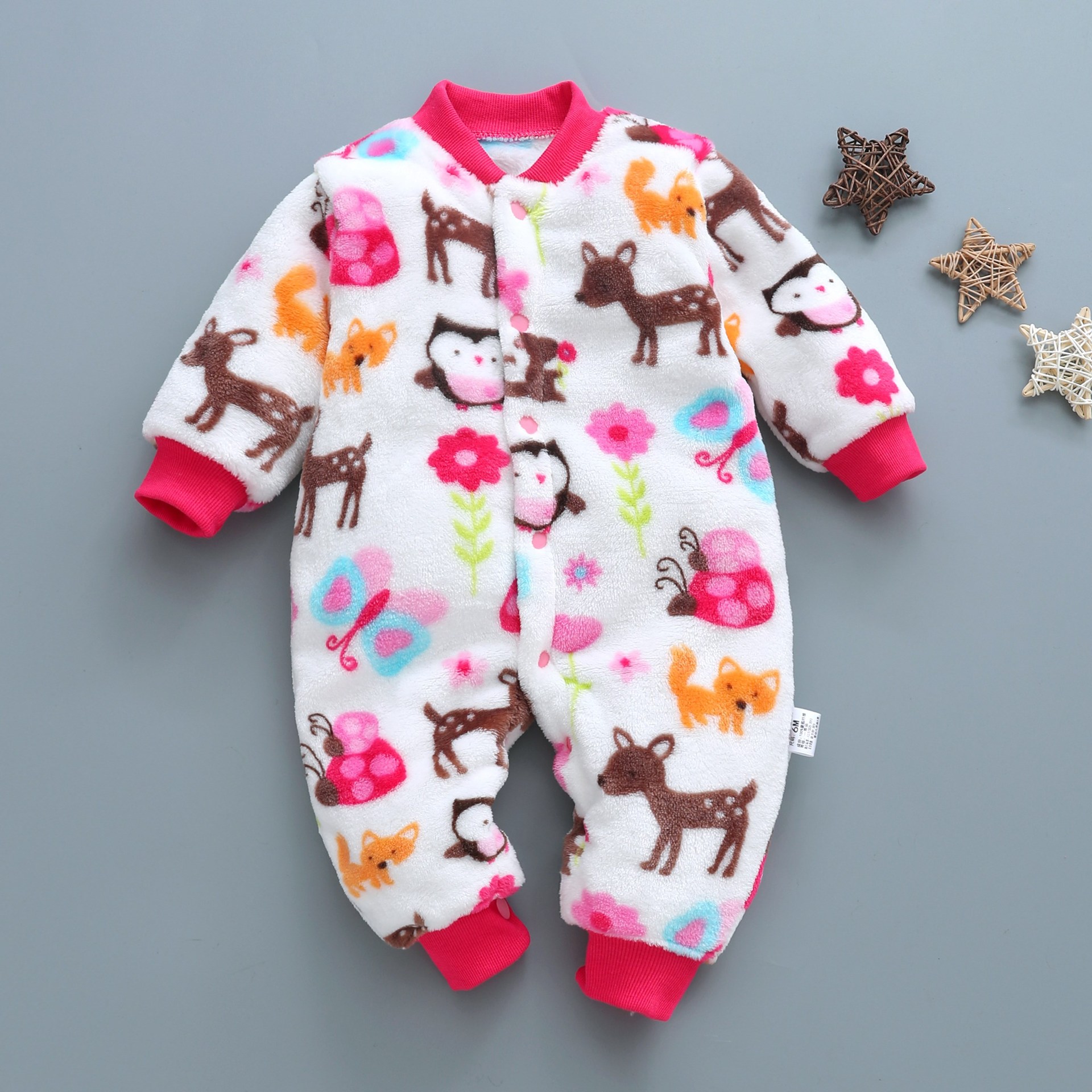 Picture of Baby Clothes Clothing Spring Autumn and Winter Short-sleeved Thickened Hassel Men's and Women's Baby Flannel Warm Jumpsuit Pajamas