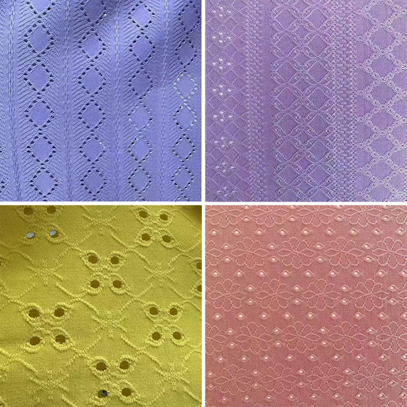 2025 New Knitted Hollow Hole Fabric Cross-Border Export Clothing Tops Swimsuits Water-Soluble Jacquard Fabric in Stock