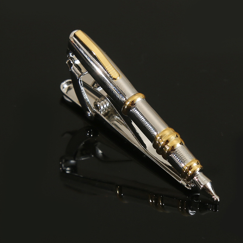 Picture of Spot men's shape metal bullet pen collar clip creative two-color pen sail aircraft fun tie clip