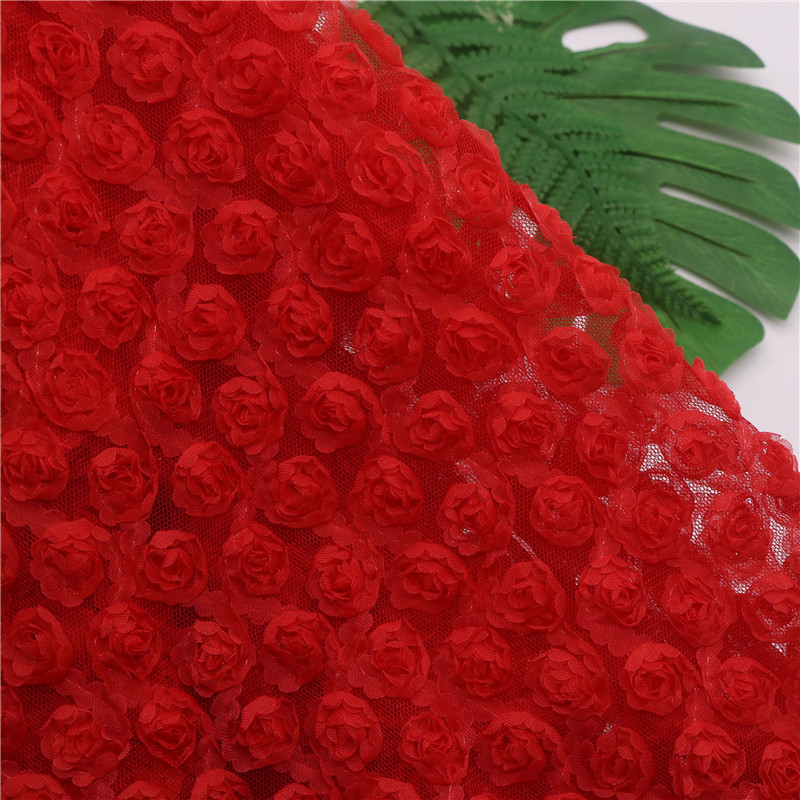 Picture of 3D Three-dimensional Small Rose Chiffon Disc Flower Mesh Embroidered Children's Clothing Hanfu Skirt Lace Lace Wedding Fabric Multicolor