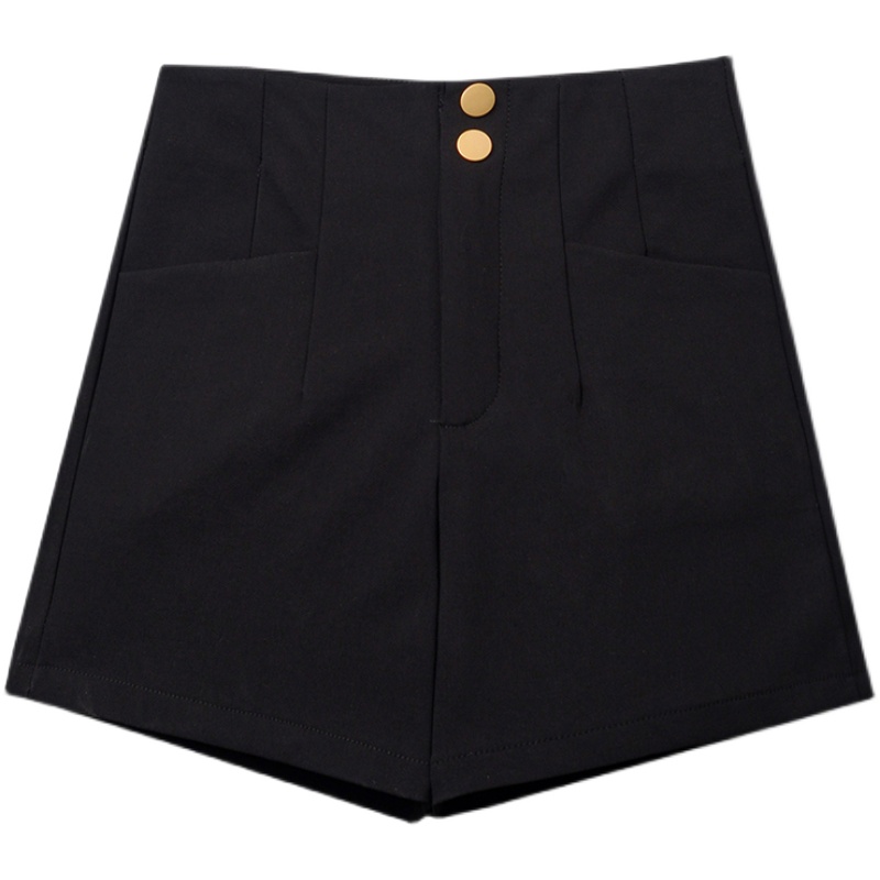 2024 New Autumn and Winter Stretch Wide Leg Shorts Women's High Waist Black Slimming All-match A- line Suit Outer Wear Boots Pants