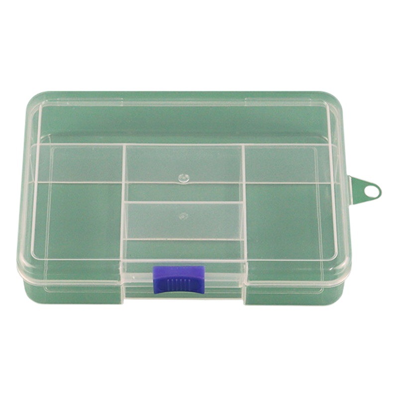 Transparent Pp Plastic 5-Grids Fixed Tool Parts Organizer Box with Lid Packaging Box Hardware Accessories Fishing Gear Storage Box