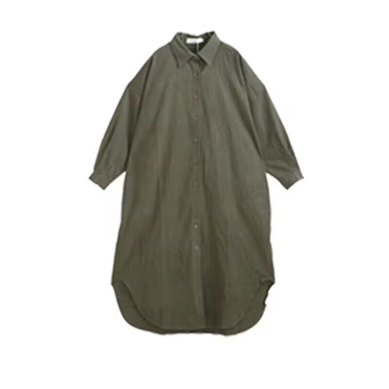 Picture of 25 Shirts for Women Spring & Fall Cotton and Linen Fashionable Korean Style Pure Color Versatile Tops Mid-Length Loose Shirts Long-Sleeved Large Size Tops