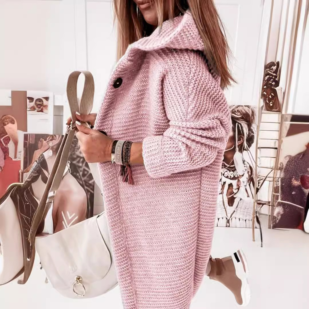 Picture of 2025 New Hooded Knitted Sweater Hat Collar Temperament Commuting Loose Women's Cardigan Large Size Cross-Border Sweater Sweater
