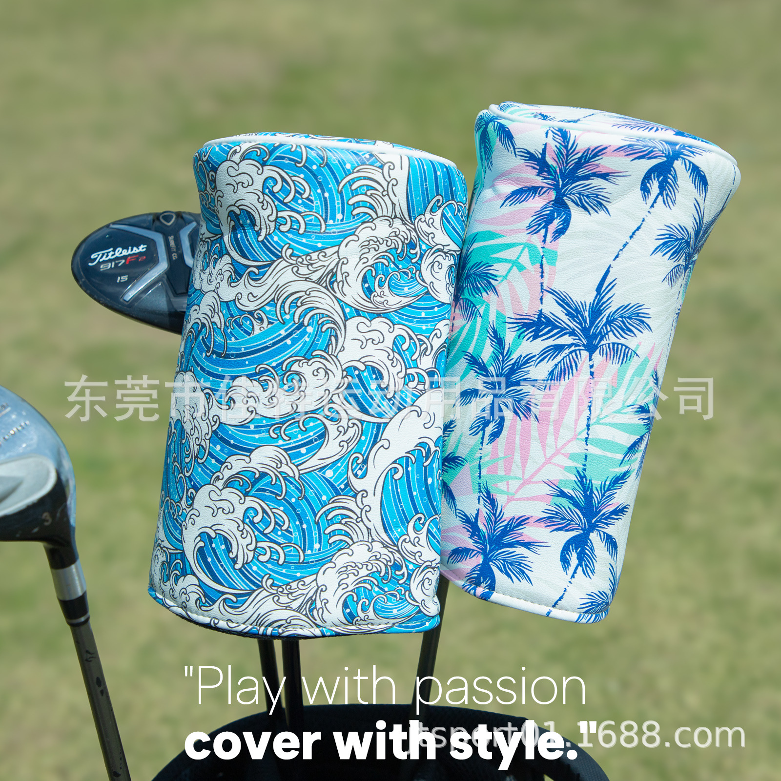 Golf Club Set Driver Cylindrical Built-In Elastic Elastic Pu Leather Digital Printed Club Set