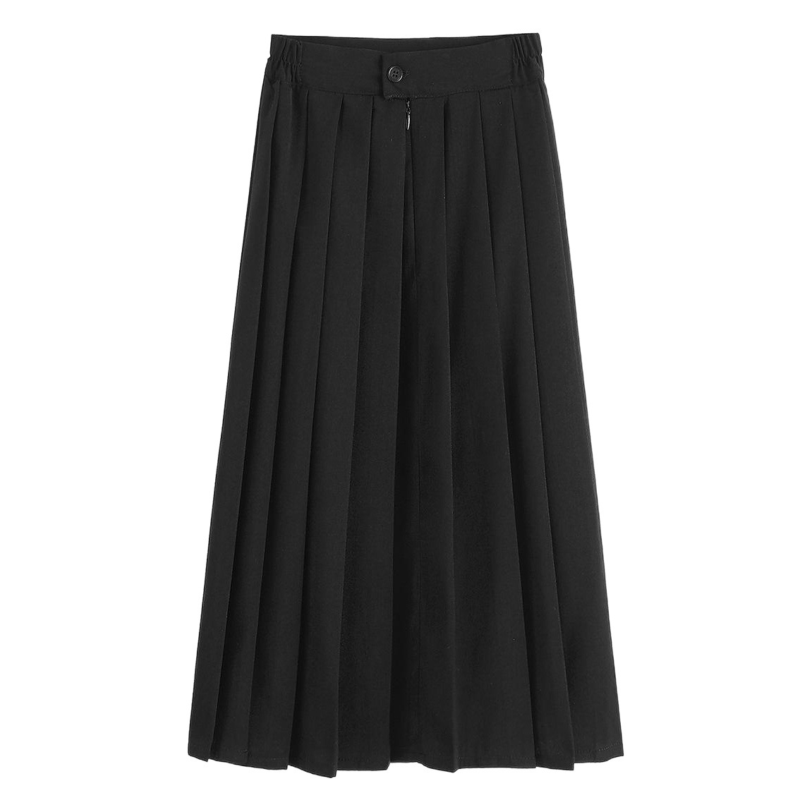 JK Uniform Skirt Academic Style A- Line Skirt Elapsaic Waist Pleated Black Long Skirt plus size Japanese Style Skirt Women's Summer Q25