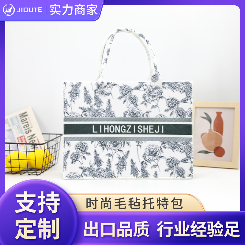 Felt Printed Handbag Felt Tote Bag Large Capacity Felt Bag Advanced Feel Felt Tote Bag