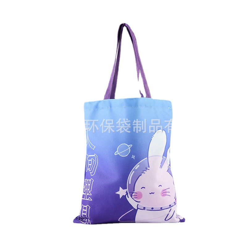 Factory wholesale cartoon digital color printing canvas bag printing and dyeing hand bag company training institutions student advertising bag